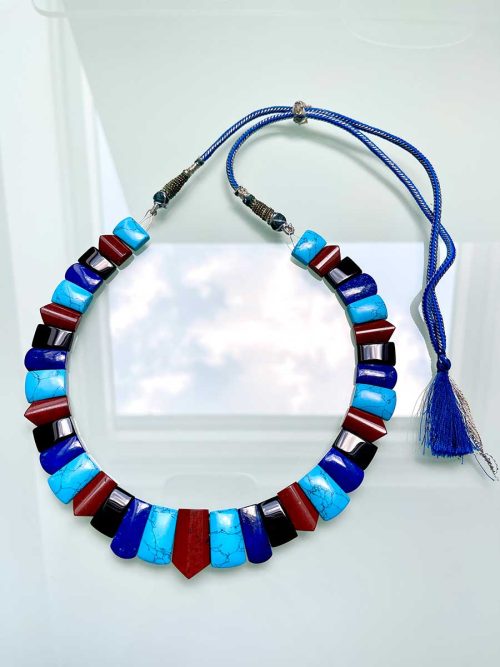 Halsband - Onyx, Lapislazuli, Roter Jaspis, Türkis